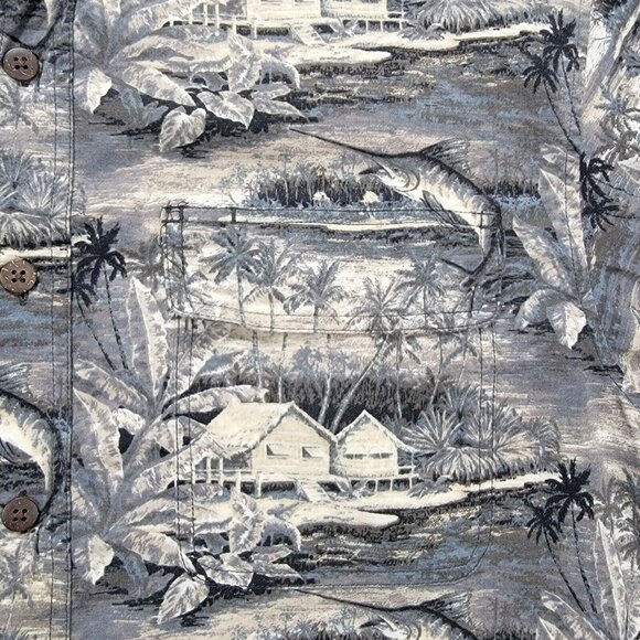 Reel Legends Shirt Mens XL Button Up Beach House Marlin Fish All Over Print - Picture 3 of 8